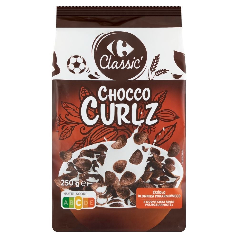 Carrefour Classic Chocco Curlz Muszelki zbożowe o smaku czekoladowym 250 g