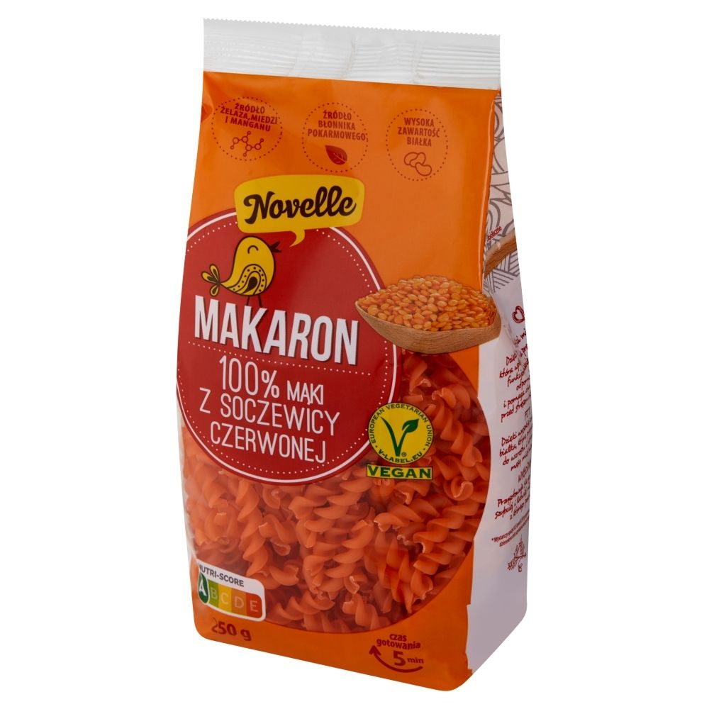 Novelle Makaron z soczewicy czerwonej świderki 250 g