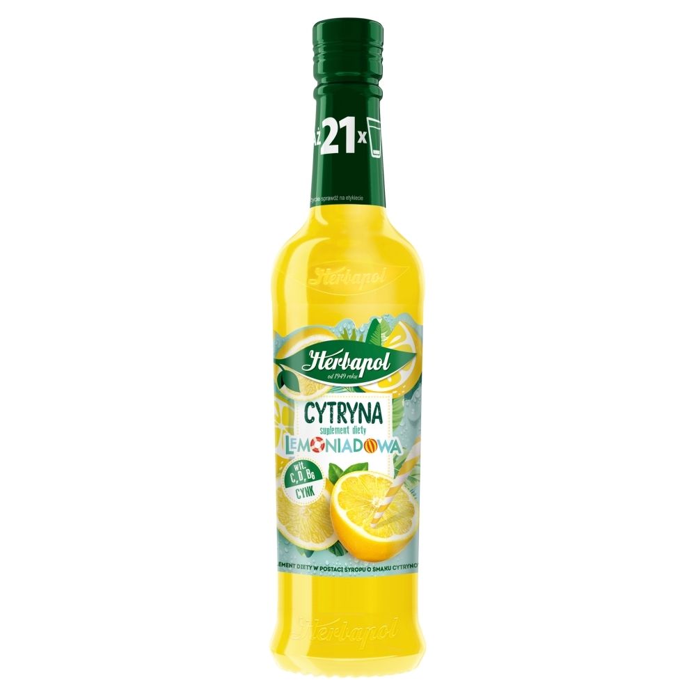 Herbapol Syrop Owocowy Suplement Diety Cytryna Lemoniadowa z witaminami C,D, B6 i cynkiem 420 ml