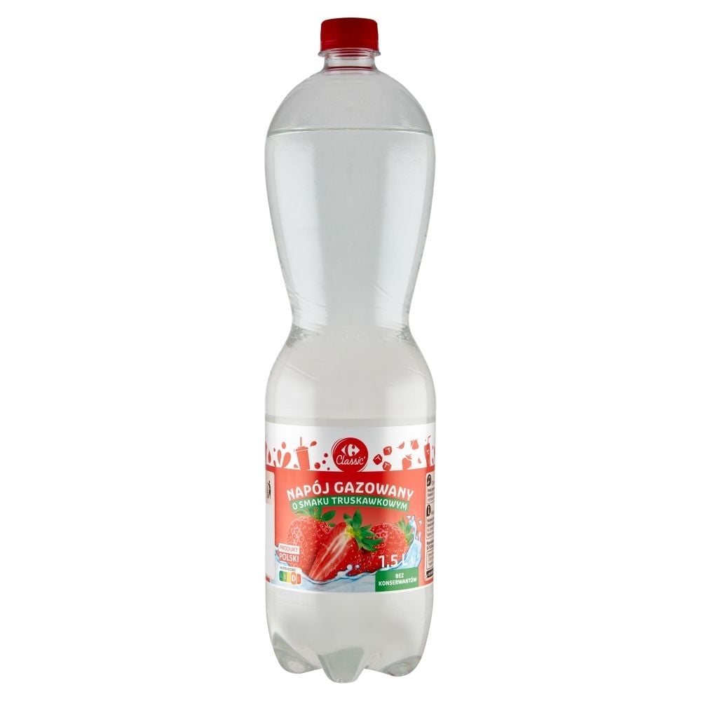 Carrefour Classic Napój gazowany o smaku truskawkowym 1,5 l