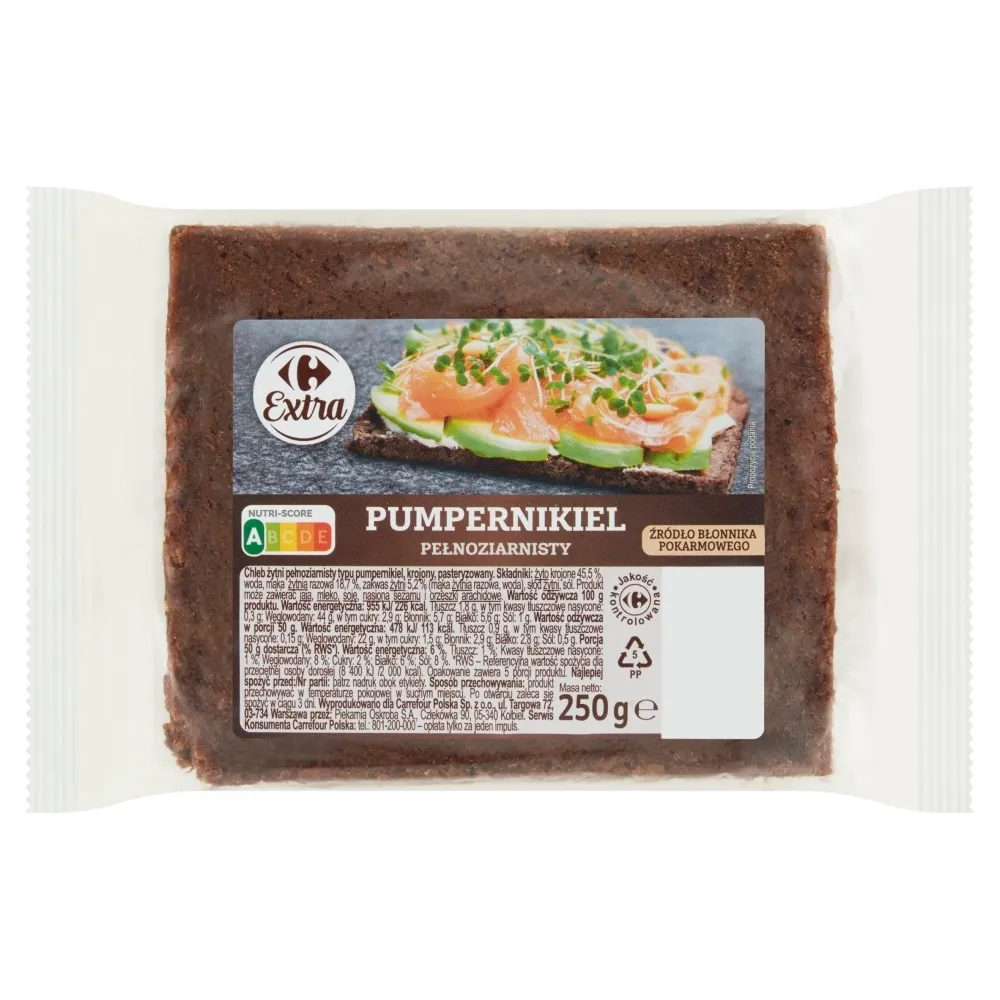 Carrefour Extra Pumpernikiel pełnoziarnisty 250 g