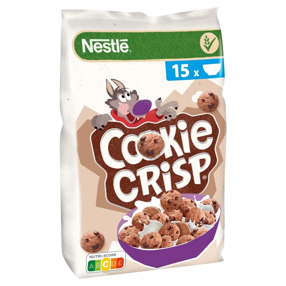 Nestlé Cookie Crips Zbożowe płatki w kształcie ciasteczek o smaku czekoladowym 450 g
