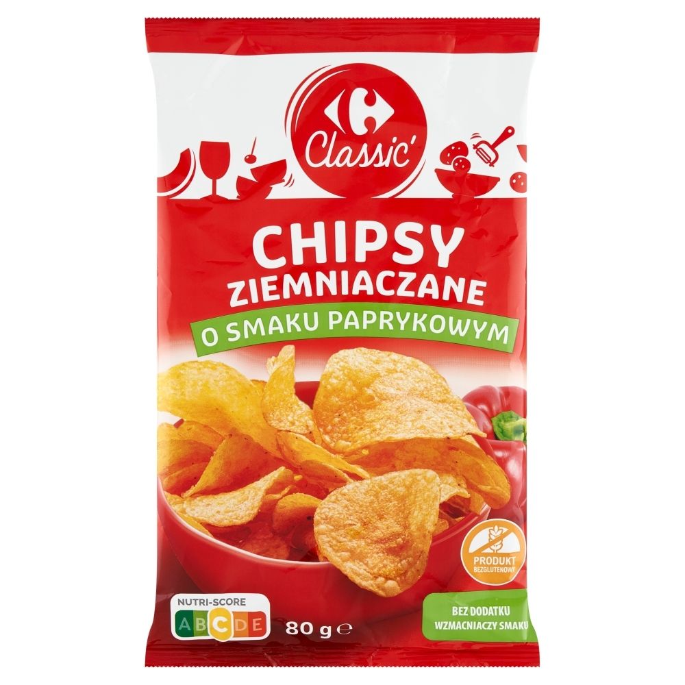 Carrefour Classic Chipsy ziemniaczane o smaku paprykowym 80 g