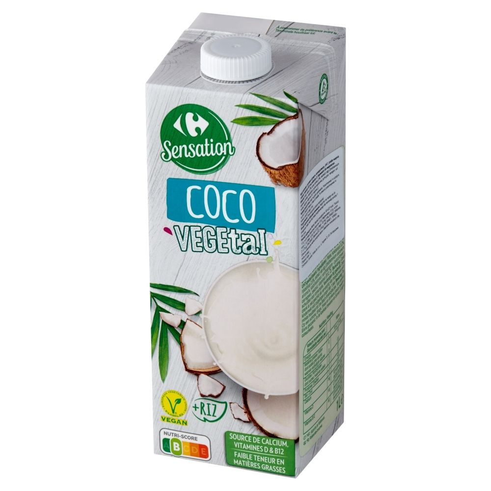 Carrefour Sensation Vegetal Napój kokosowy z syropem ryżowym 1 l