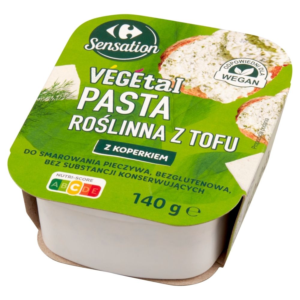 Carrefour Sensation Vegetal Pasta roślinna z tofu z koperkiem 140 g