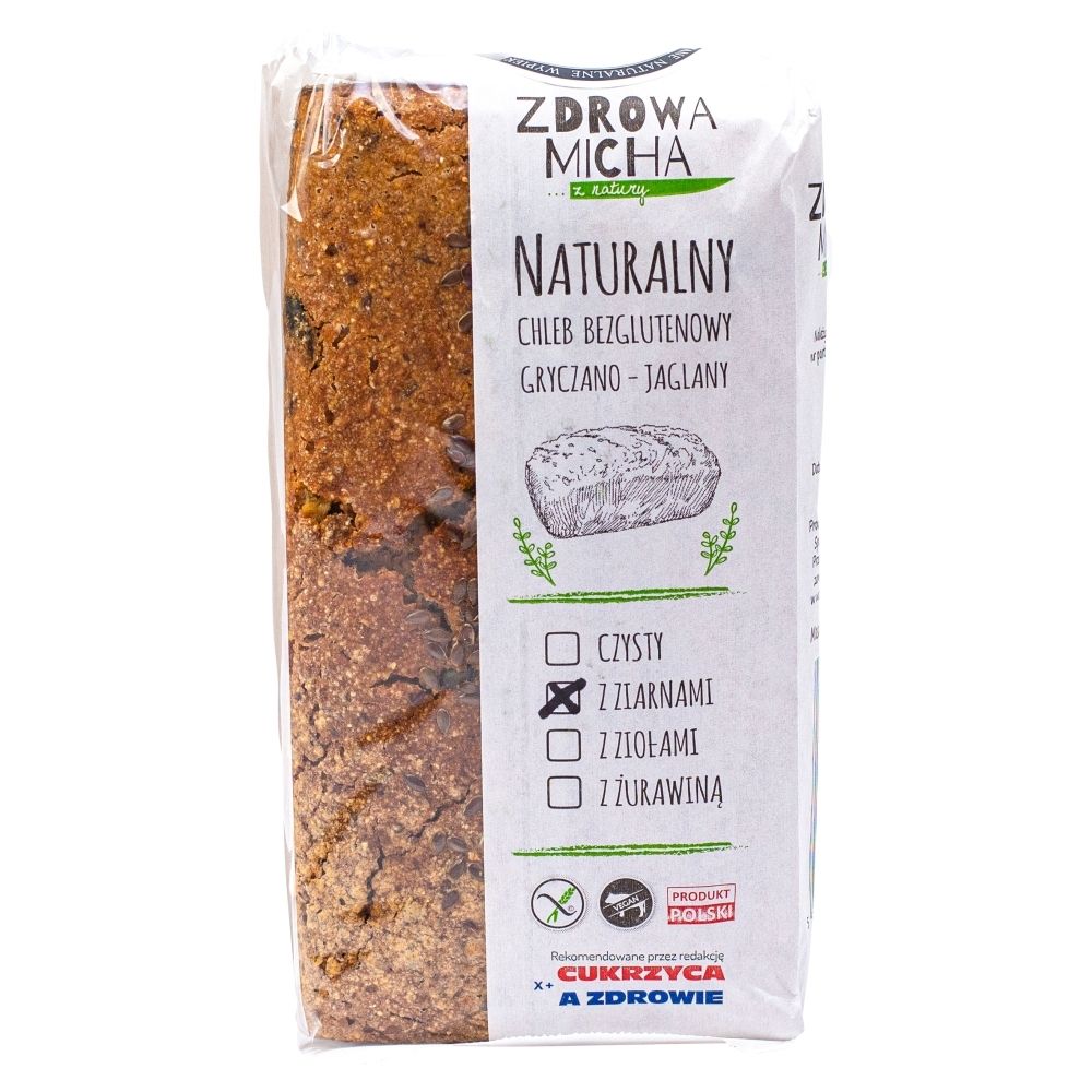 Zdrowa Micha Naturalny chleb bezglutenowy gryczano-jaglany z ziarnami 600 g