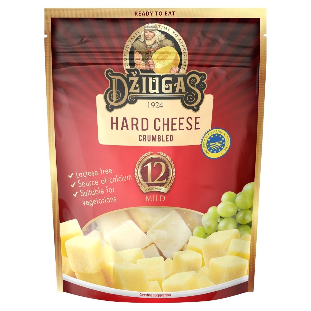 Dziugas, Ser twardy Mild, dojrzewający, 12 miesiecy,, Rozdrobniony (100 g)