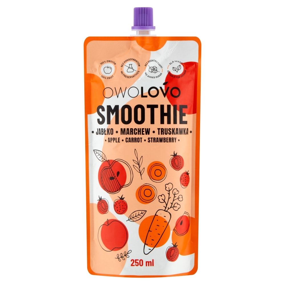 Owolovo Smoothie Pouch Jabłko-Marchewka-Truskawka 250 ml