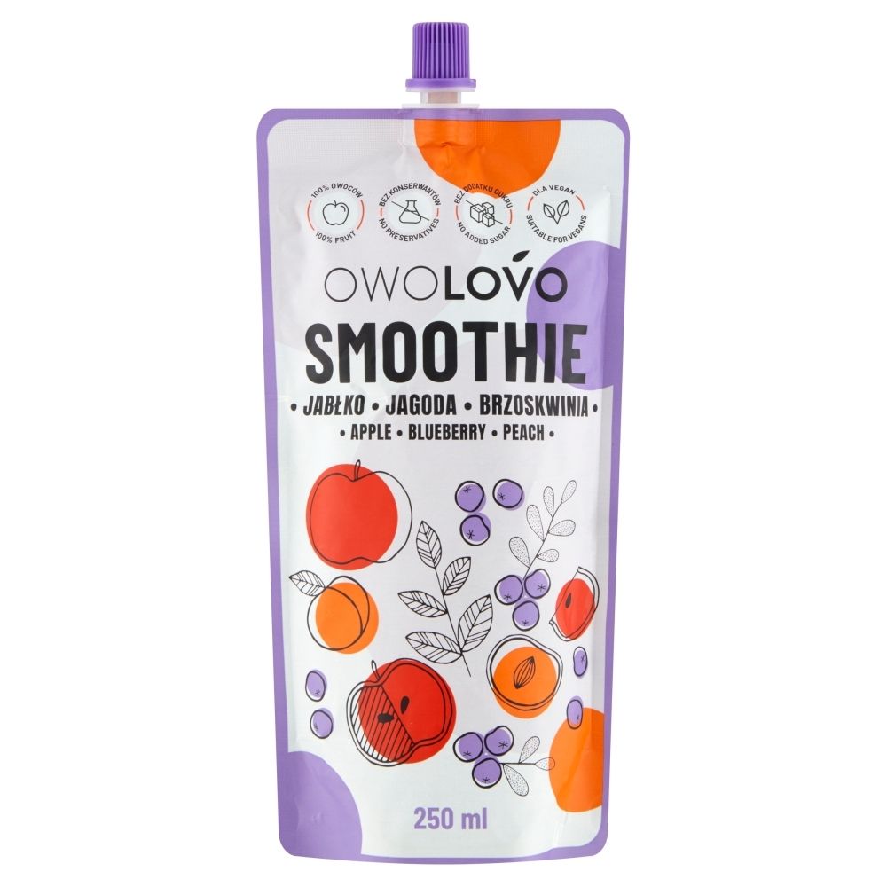 Owolovo Smoothie Pouch Jabłko-Jagoda-Brzoskwinia 250 ml