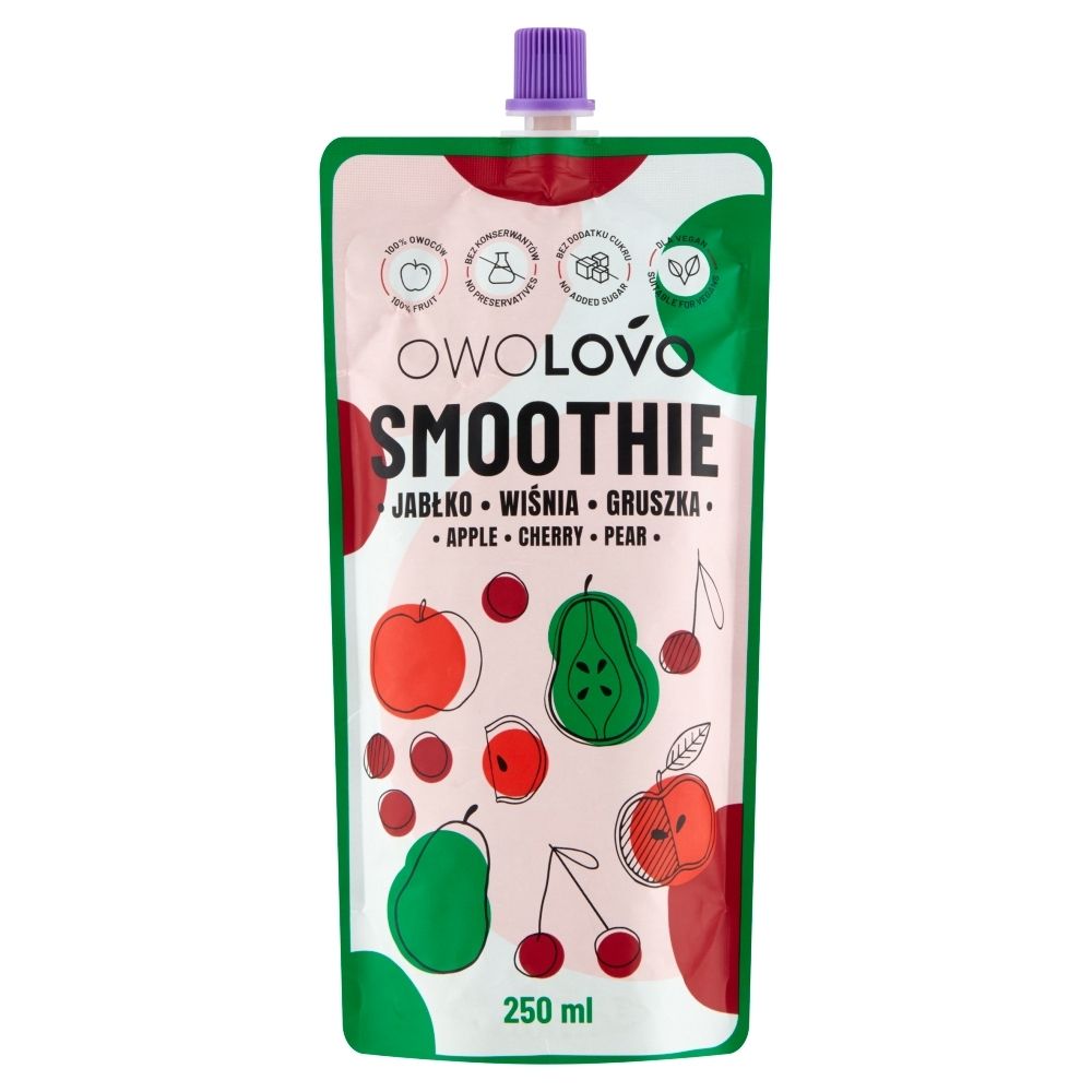 Owolovo Smoothie Pouch Jabłko-Wiśnia-Gruszka 250 ml