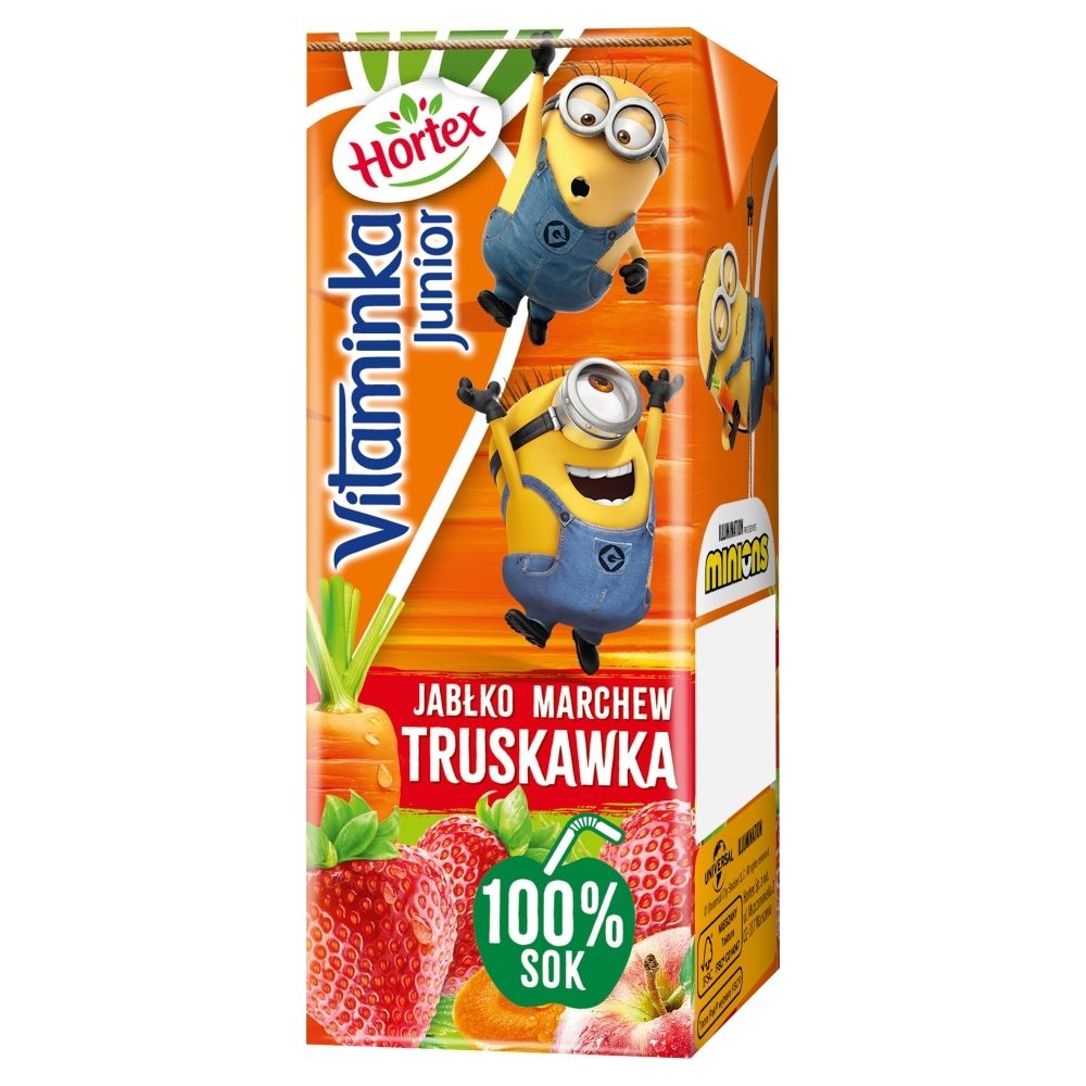 Hortex Vitaminka Junior Jabłko, marchew, truskawka sok 100% karton 200ml