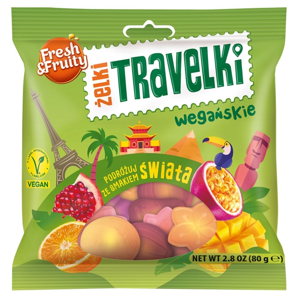 Żelki Wegańskie Travelki Smaki Świata Fresh&Fruity 80G