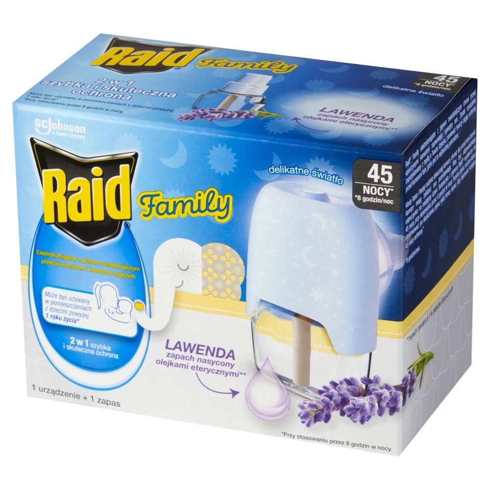 Raid Family Elektrofumigator z płynem owadobójczym przeciw komarom lawenda 27 ml