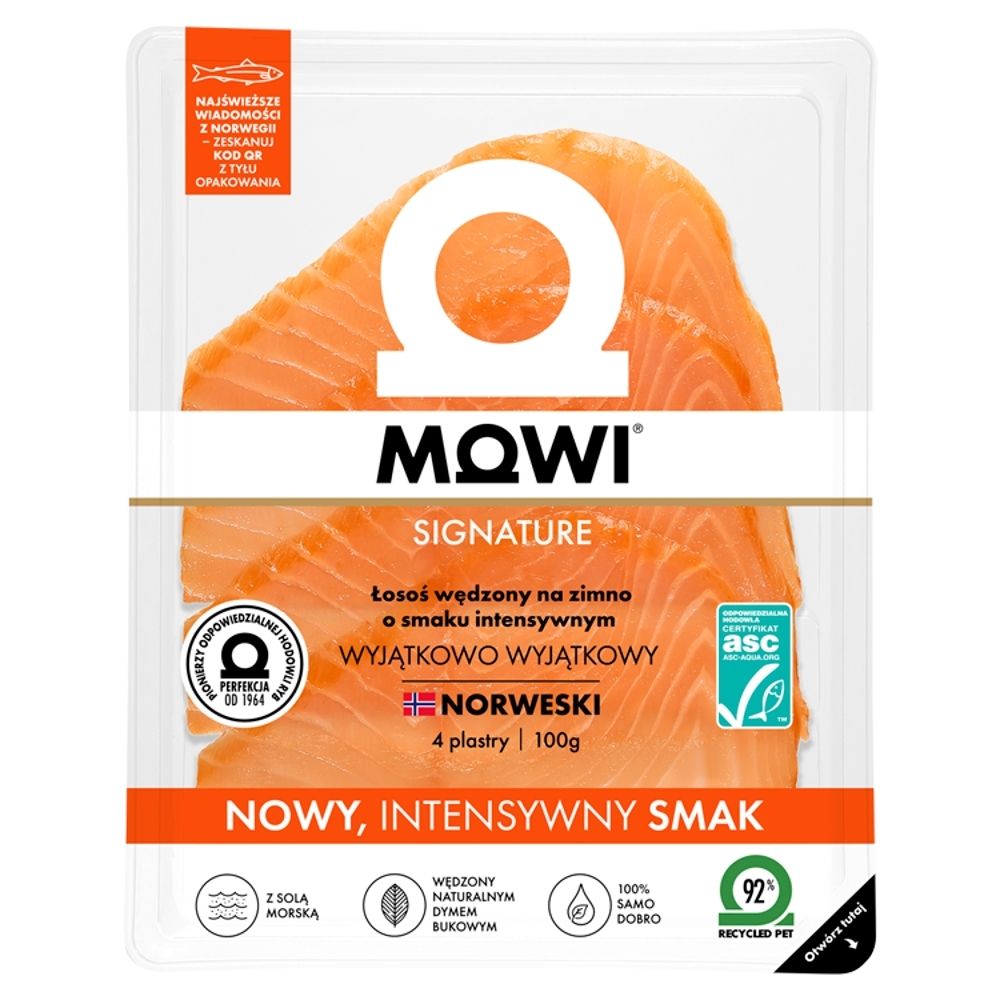 Mowi Signature Łosoś wędzony na zimno o smaku intensywnym 100 g