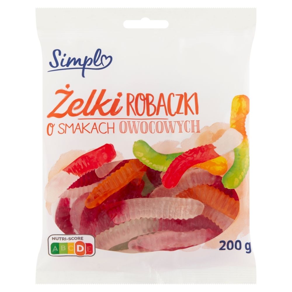 Simpl Żelki robaczki o smakach owocowych 200 g
