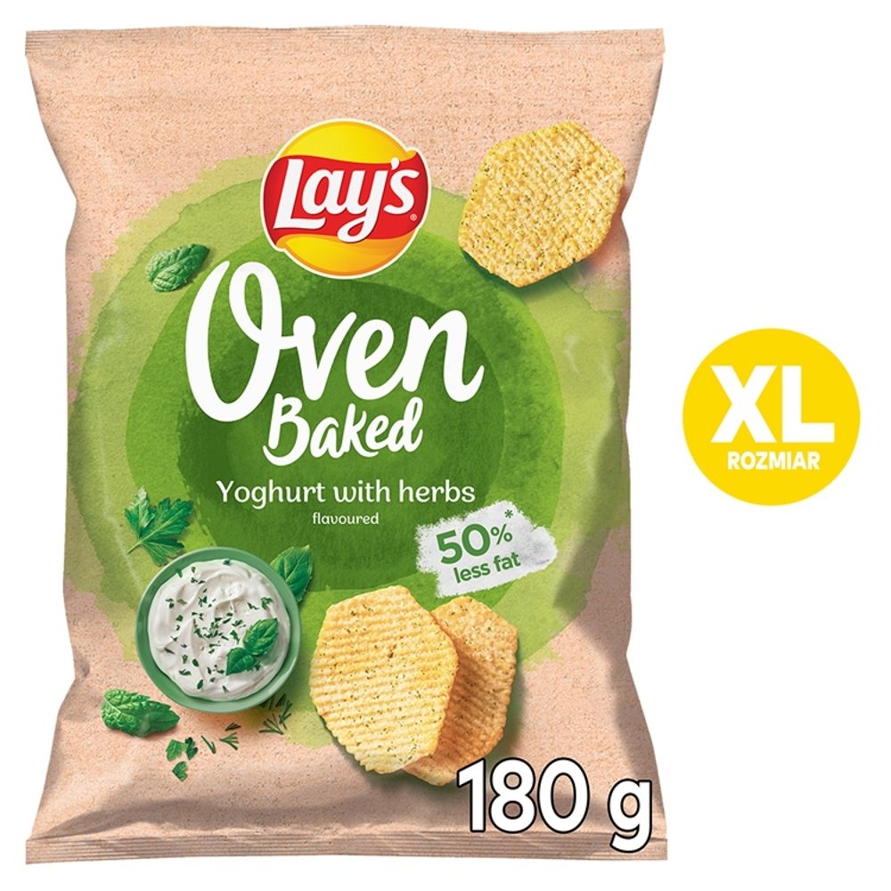 Lay's Oven Baked Pieczone formowane chipsy ziemniaczane o smaku jogurtu z ziołami 180 g