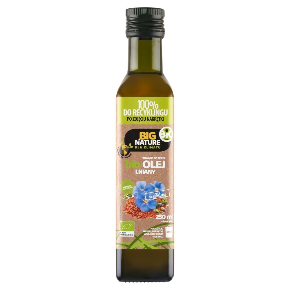 Big Nature Olej lniany tłoczony na zimno 250 ml Bio