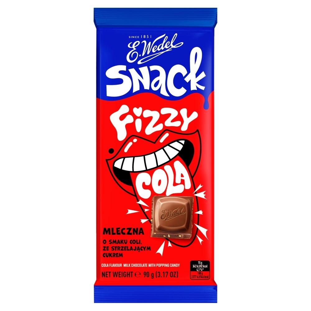 Czekolada Mleczna SNACK o smaku Coli z cukrem strzelającym 90 g E.Wedel