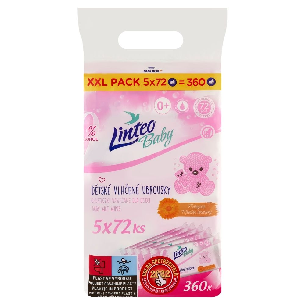 Linteo Baby Marigold Chusteczki nawilżane dla dzieci 5 x 72 sztuki