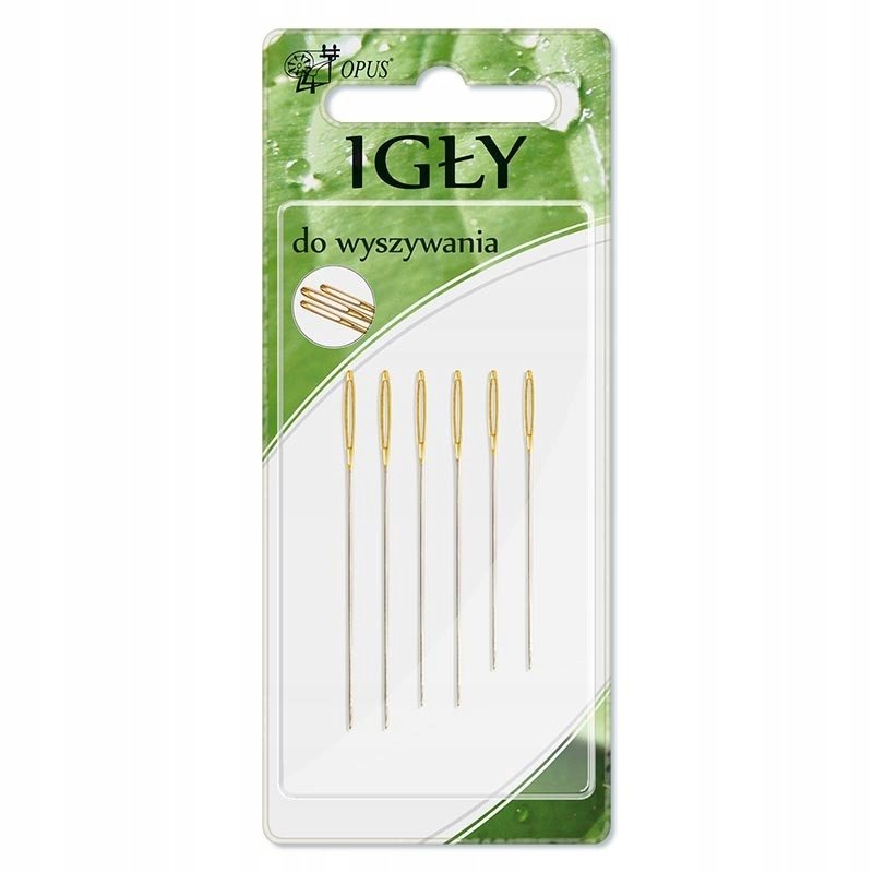 Igły do haftu i wyszywania, karnet 6 szt.