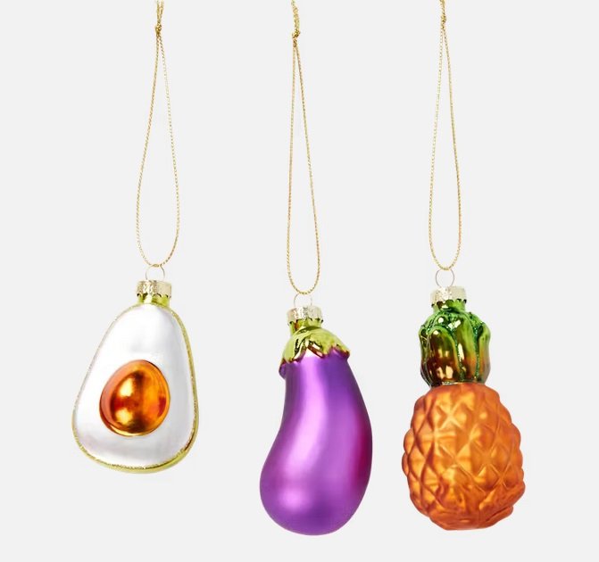 Zawieszki świąteczne bombki choinkowe bańki awokado bakłażan ananas 3 szt.