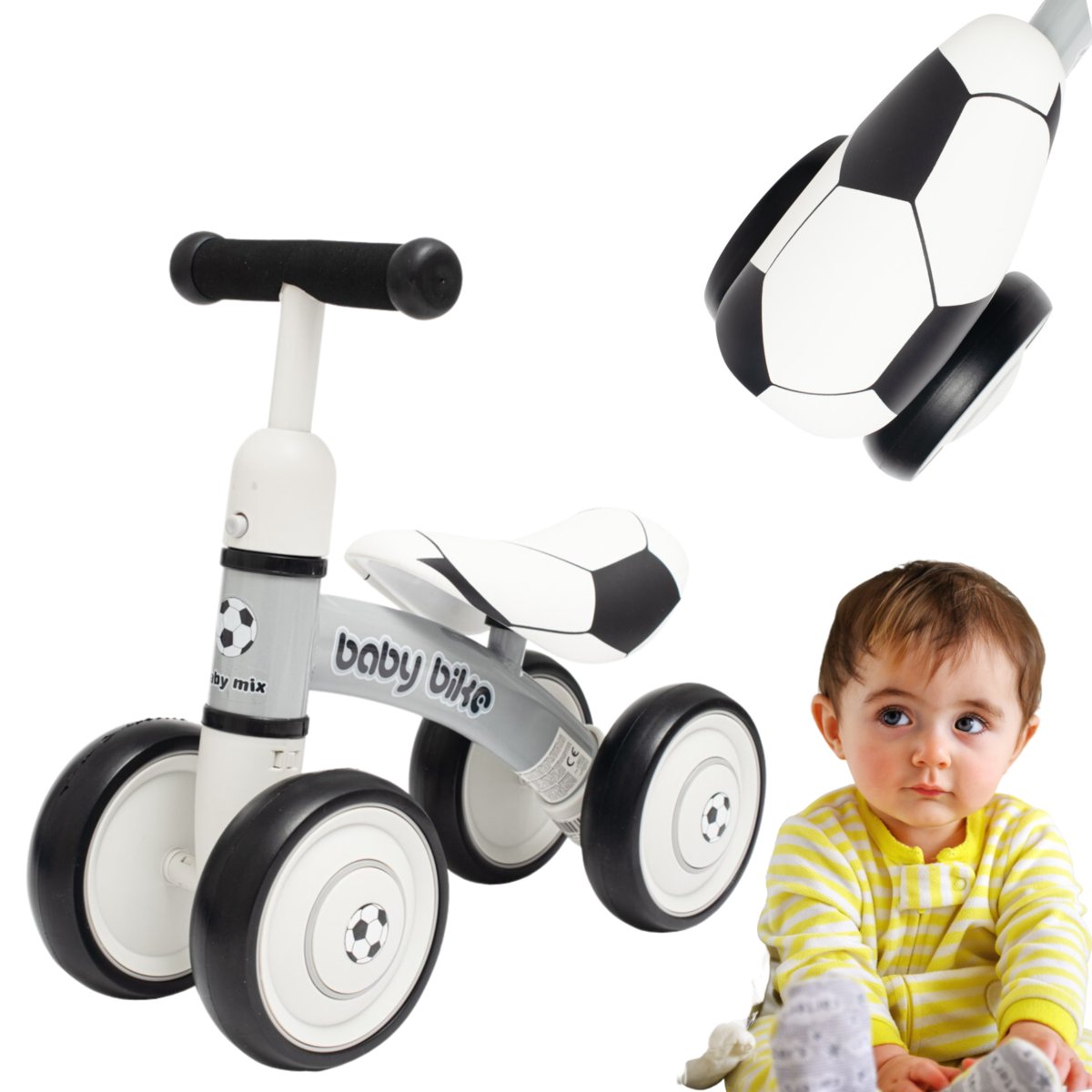 Jeździk Baby Mix Baby Bike czarno biały football