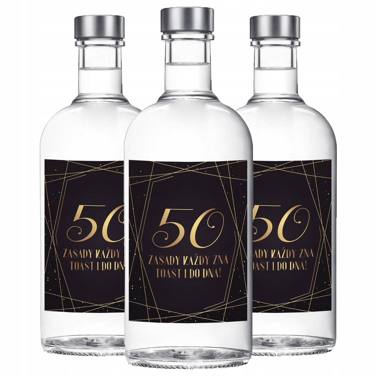 ETYKIETA NA BUTELKĘ 50 CZARNO ZŁOTE 10szt Z2