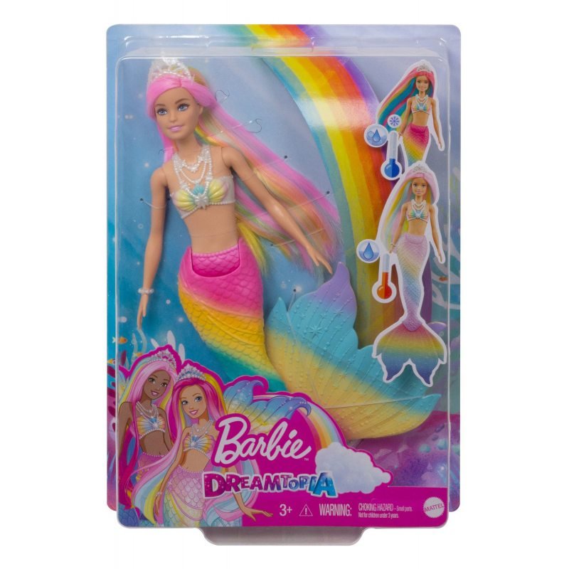 Barbie Dreamtopia Lalka Syrenka Tęczowa Przemiana GTF89