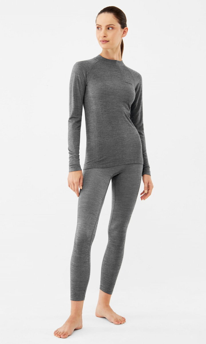 Komplet bielizny damskiej termoaktywnej z wełny merino i bambusa Viking Shuter 0800 szary - XS