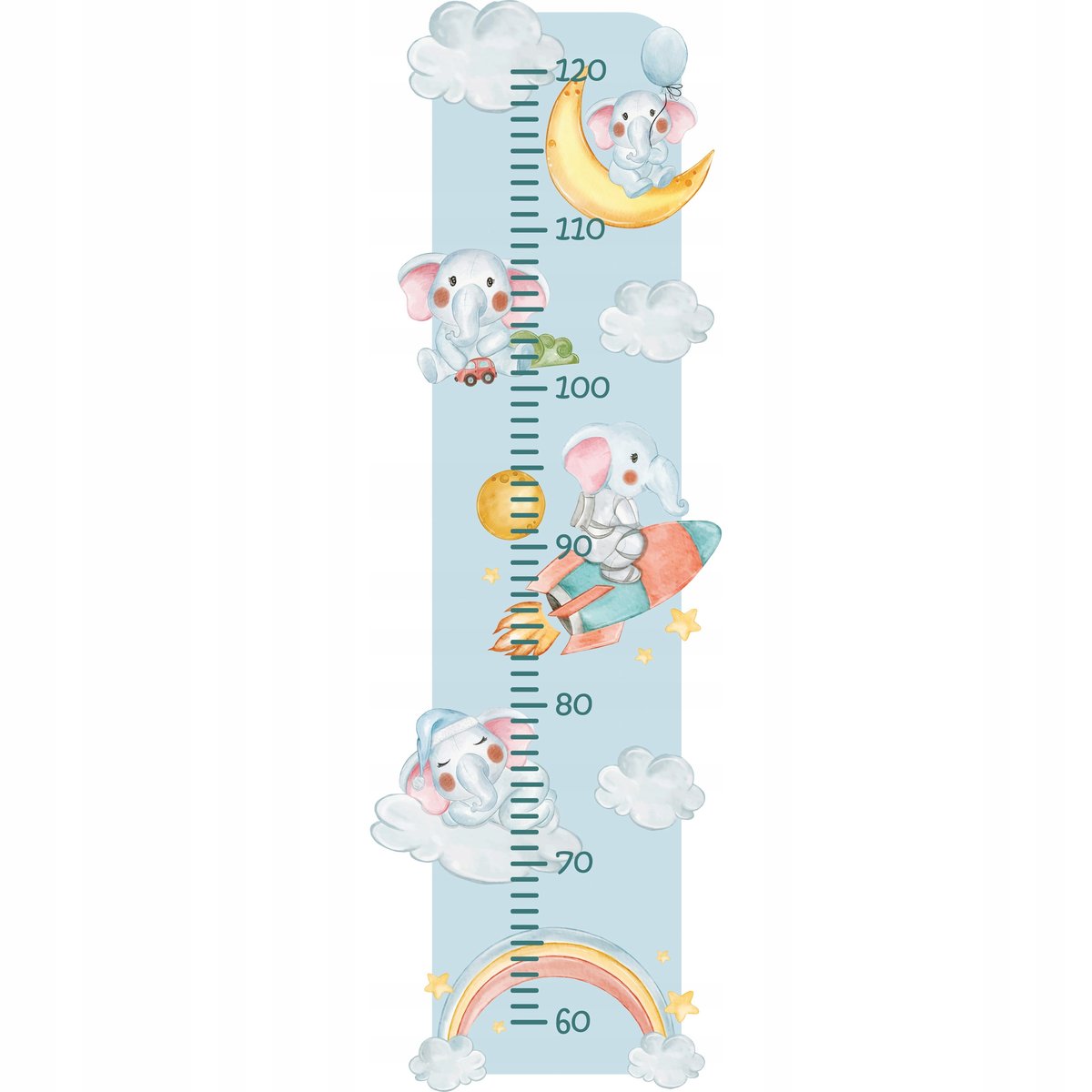 NAKLEJKA NA ŚCIANE MIARKA WZROSTU SŁONIKI Z2