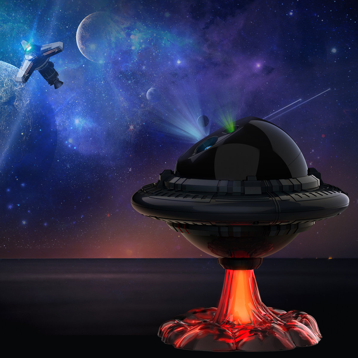 PROJEKTOR GWIAZD NIEBA LAMPKA NOCNA UFO + PILOT