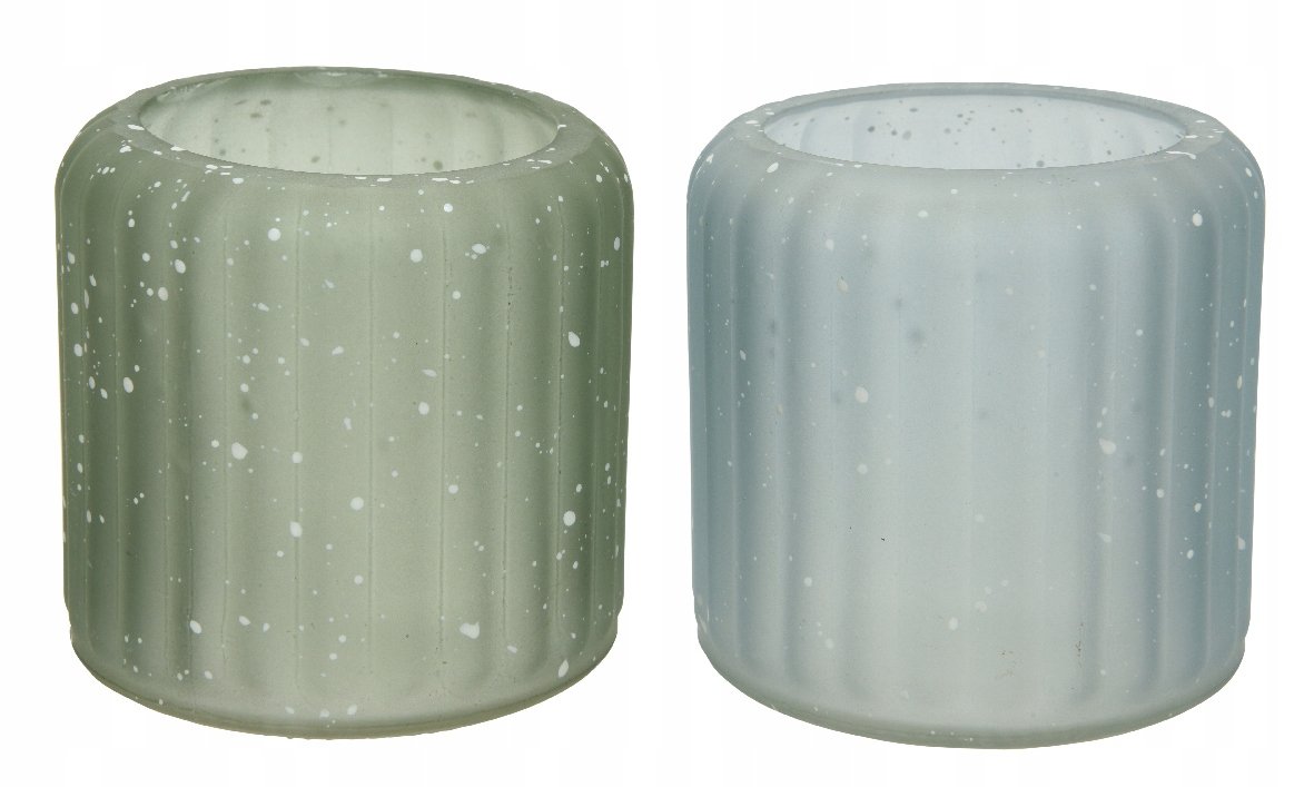 Świecznik szklany ozdobny w kropki 7,5 x 8 cm 1szt