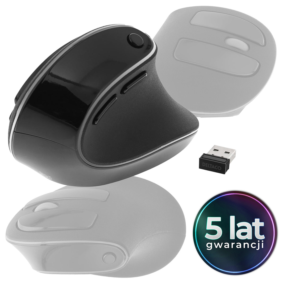 MYSZKA WERTYKALNA ERGONOMICZNA BEZPRZEWODOWA CZARNA