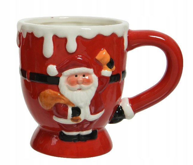 Kubek ceramiczny świąteczny czerwony 13 x 9 x 10,5 cm