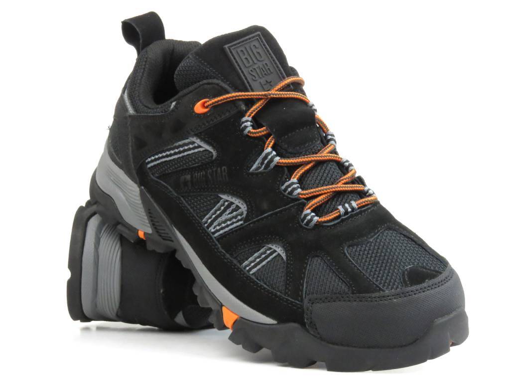 Sneakersy, trekkingi męskie z technologią Memory Foam - BIG STAR KK174062, czarne - Big Star
