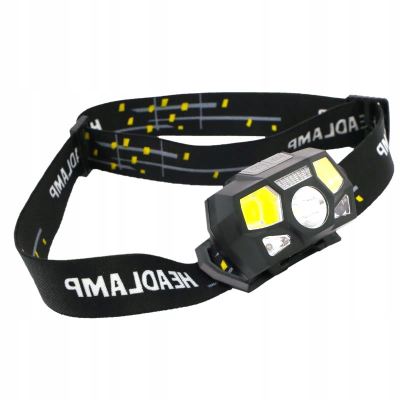 Latarka czołowa 2xCREE 4xCOB 1200 mAh czujnik Led