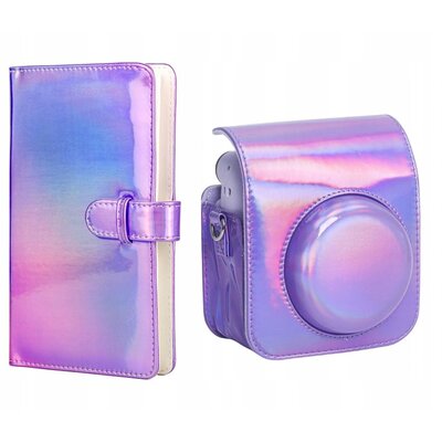 Futerał Etui Pokrowiec Do Fujifilm Instax Mini 12 + Album Na 96 Zdjęć / Fioletowy Błysk