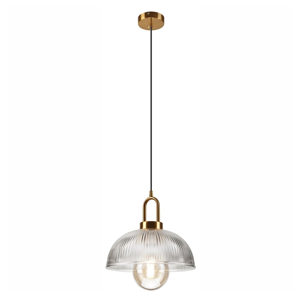 Lampa wisząca w kolorze miedzi ze szklanym kloszem ø 30 cm Pia – LAMKUR