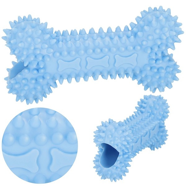 Zabawka dla psa do aportowania kość gryzak gumowy niebieski