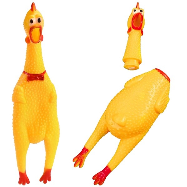 Gumowy kurczak zabawka piszcząca dla psa 30 cm gryzak
