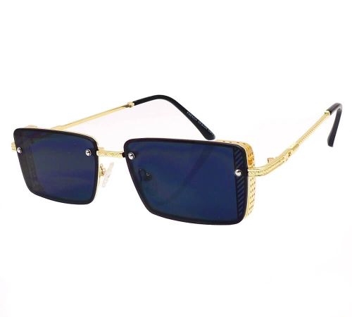 Złote metalowe okulary przeciwsłoneczne prostokątne