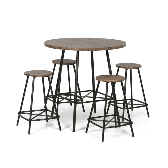 Okrągły stół do jadalni, średnica 90 cm + 4 krzesła, dąb Wellington