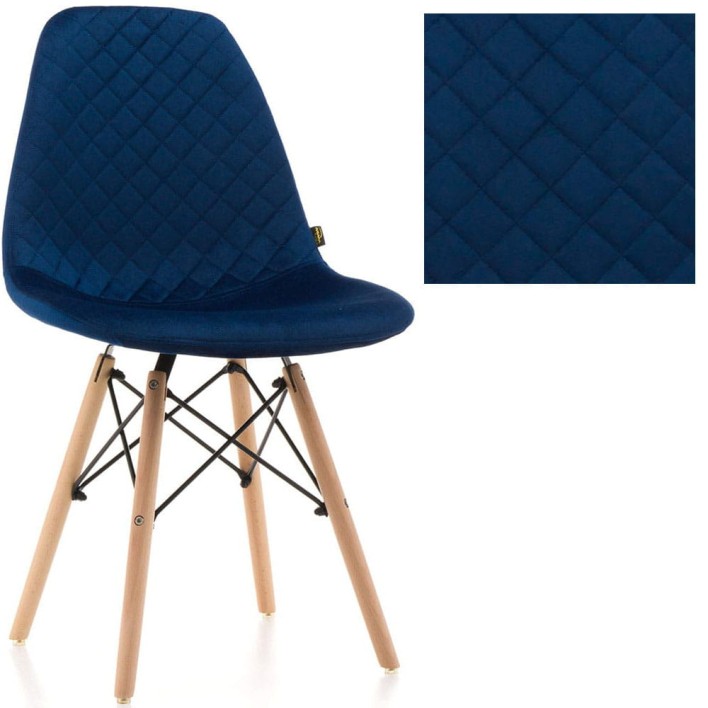 KRZESŁO TAPICEROWANE EAMES EM01N WELUR NIEBIESKI OUTLET