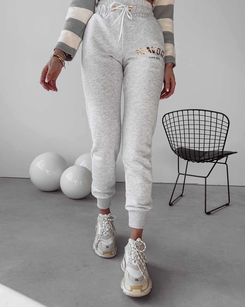 Spodnie damskie OLAVOGA MONE 2023 jasnoszary M - Fashionplace