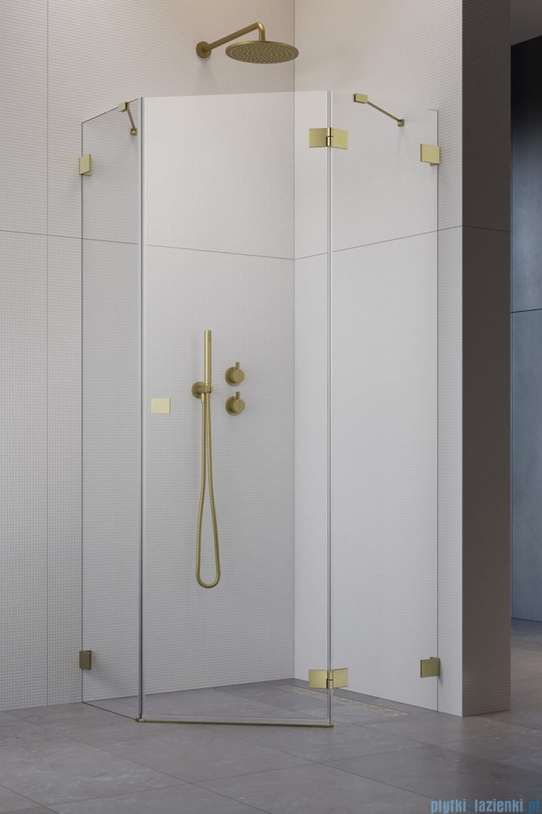 Radaway Essenza Pro Brushed Gold Ptj kabina pięciokątna 80x90 prawa szczotkowane złoto 10100000-99-01R/10100400-01-01