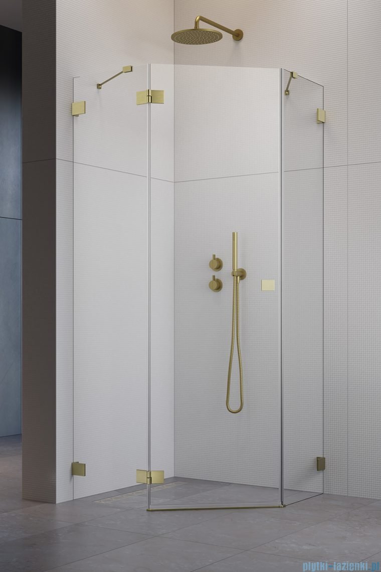 Radaway Essenza Pro Brushed Gold Ptj kabina pięciokątna 90x80 lewa szczotkowane złoto 10100000-99-01L/10100600-01-01