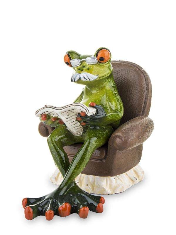 Figurka ART-POL Żaba dziadek z gazetą, 11x8,5x13 cm