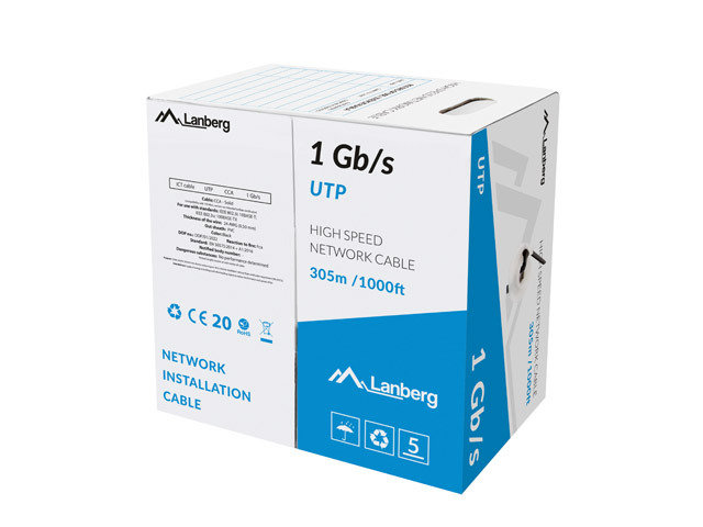 Lanberg, Kabel lan utp 1gb/s 305m drut cca czarny lanberg