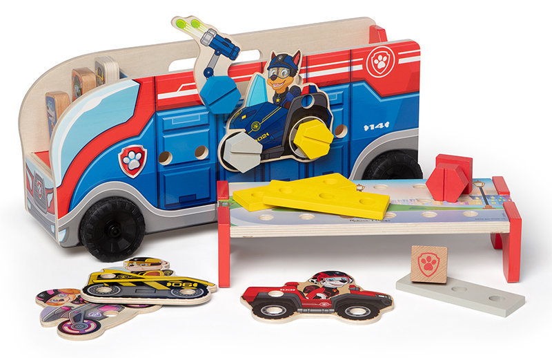 Drewniany zestaw konstrukcyjny Psi Patrol 2w1 pojazd i stół warsztatowy Melissa and Doug