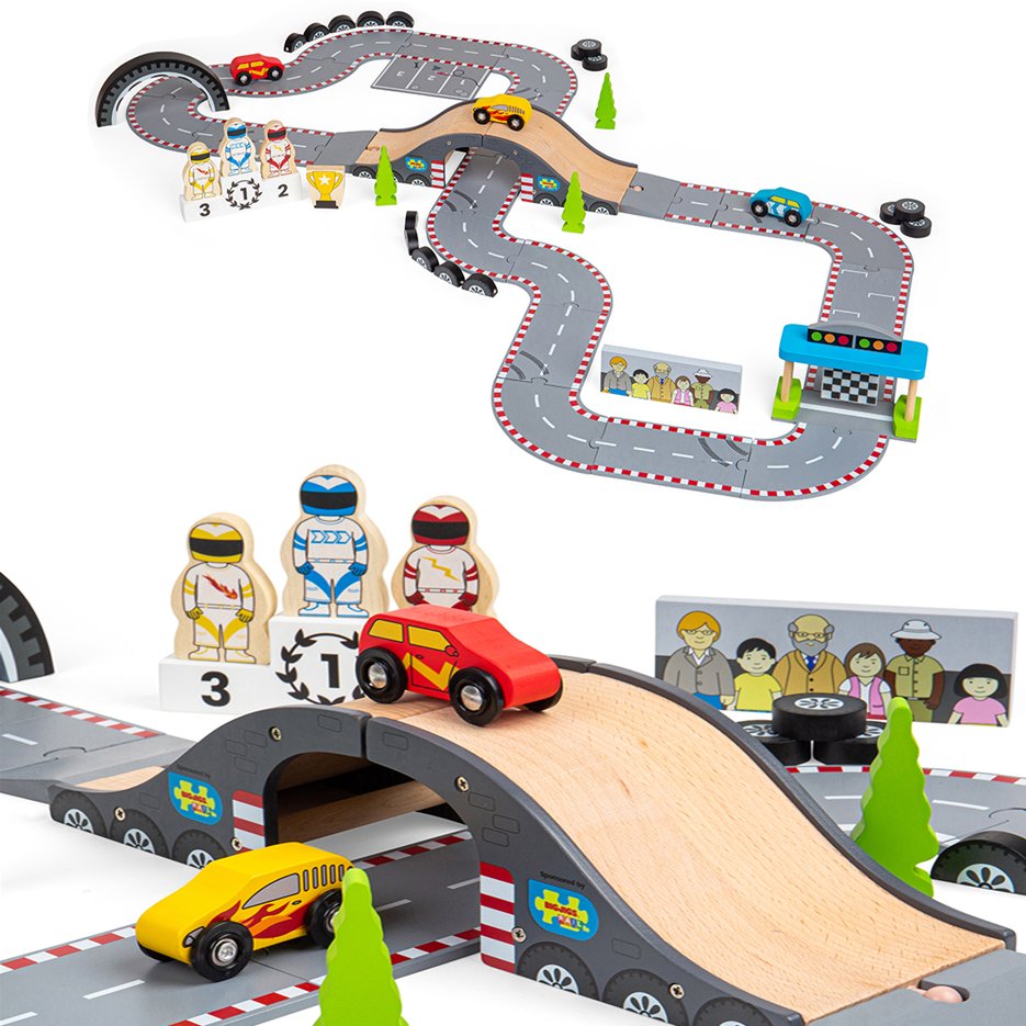 top Ósemka dla autek wyścigowych zestaw drewniany Bigjigs Toys